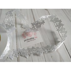 Лента фигурная "Розы", 25 мм, цвет белый